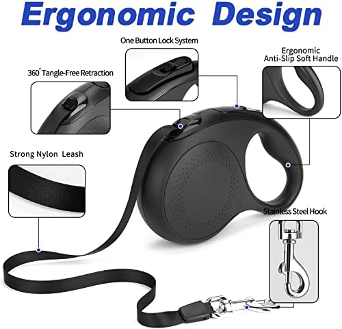 Retractable Dog Leash, 26 Feet Dog Leash for Small to Large Dogs up to 110lbs, Anti-Slip Handle One Button Lock and Release, Heavy Duty 360° Tangle-Free - Image 4