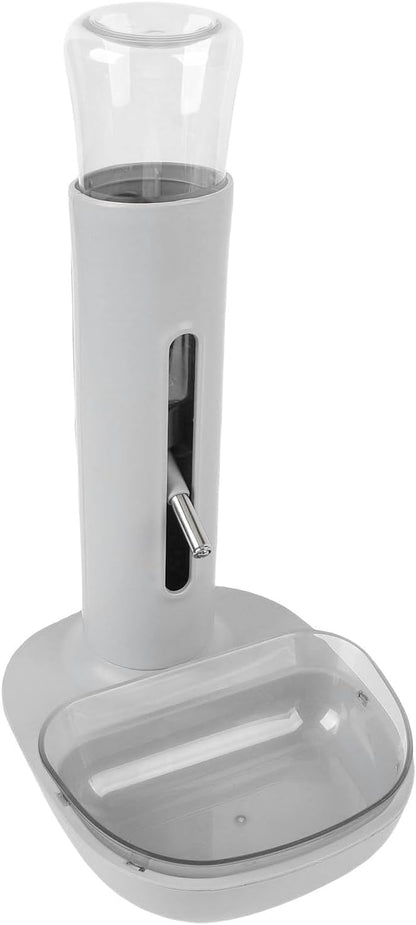 Pet Standing Water Dispenser Cat Dog Standing Bowl with Detachable Pole Automatically Feeding Water Height Adjustable for Cage, Crate (Grey)