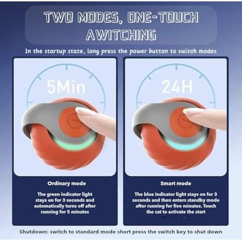 Speedy Tail 2.0 Cat Toy,Interactive Cat Ball,CatToys for Indoor Cats,Chewie Viral CatBall,Adjustable Sports Rolling Toy,Electric RollingBall Christmas Birthday Gift for Pets.(Orange) - Image 3