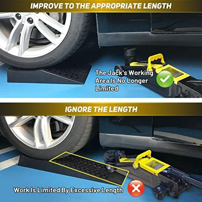 HOXWELL Car Ramps for Jack Support and Lift Vehicle Maintenance, Lightweight Low Profile Car Ramps for Garage, Heavy Duty Tire Ramps for Low Chassis Cars, 17.5''x10''x3.14'' (2PCS) - Image 3