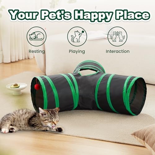 Love's cabin Cat Tunnel for Indoor Cats, 3-Way Collapsible Play Tunnel - Image 3