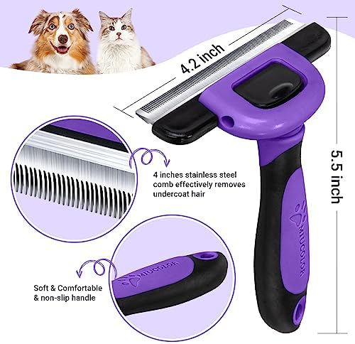 MIU COLOR Pet Grooming Brush, Deshedding Tool for Dogs & Cats, Purple - Image 2