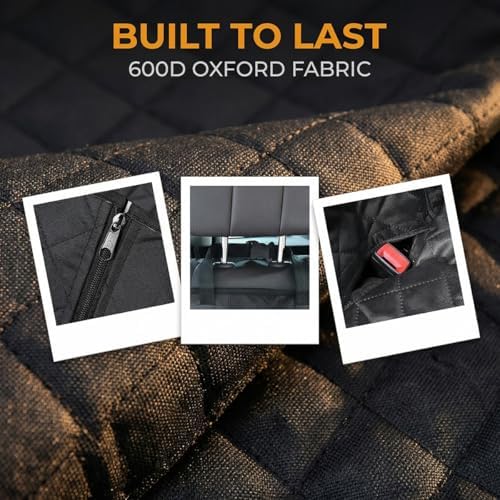 Dog Car Seat Cover for Back Seat, Waterproof Non-Slip Automotive Pet Bench Seat Pad Cover, Soft Vehicle Dog Middle Armrest Pet Backseat Bed Mat Protector, Universal Fit (Black) - Image 2