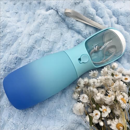 2-in-1 Dog Water Bottle Portable, Food Grade Travel Dog Bowls with Food Container, 19Oz Dog Water Bowl Dispenser, Hiking Essentials, Puppy Stuff Dogs Accessories Girl Boy (Blue) - Image 2