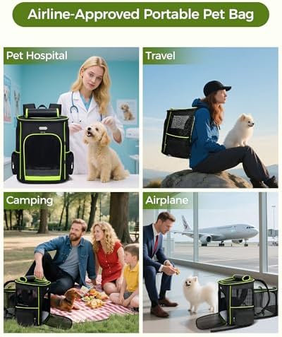 BAGLHER Expandable Cat Carrier Backpacks, Retractable Pet Carrier Backpack for Small Dogs & Cats with Breathable Mesh, Travel Bag Up to 18 Lbs for Hiking Camping Outdoor - Black - Image 2