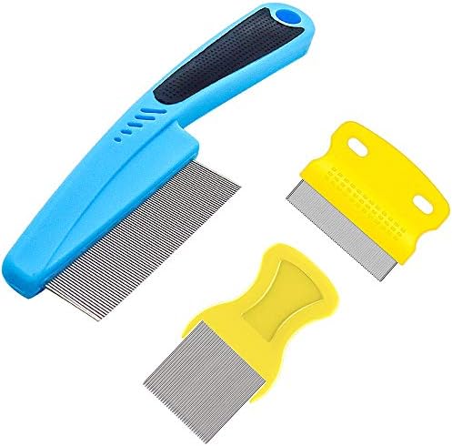 Fine Tooth Pet Comb - 3 Pack Tear Stain Remover for Dogs & Cats to Remove Fleas, Ticks, Dandruff, Tangles & Knots by Aoche