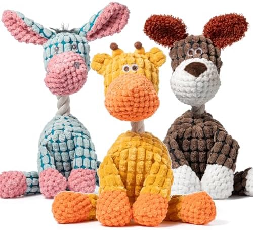 3 Pack Dog Toys Squeaky, Durable Stuffed Plush Puppy Chew Toy by Zagrine