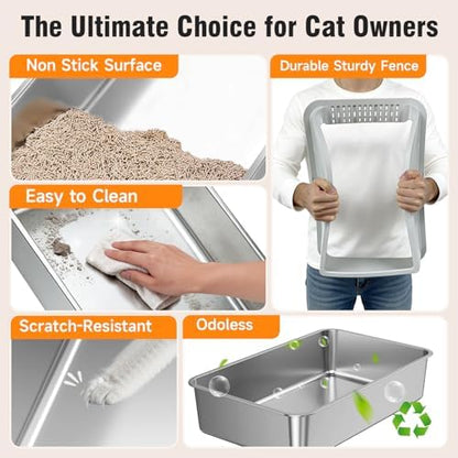 2PACK Stainless Steel Litter Box, XL Odor Free, Light Grey - Image 6