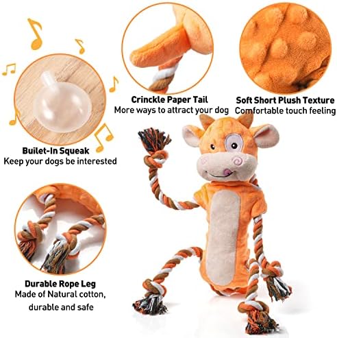 Sedioso Dog Toys, Tug of War Dog Toys for Large Breed, Cute Squeaky Interactive Dogs Toy with Crinkle Paper, Plush Puppy Chew Toy for Small, Middle, Big Dogs (Cow-SS) - Image 3