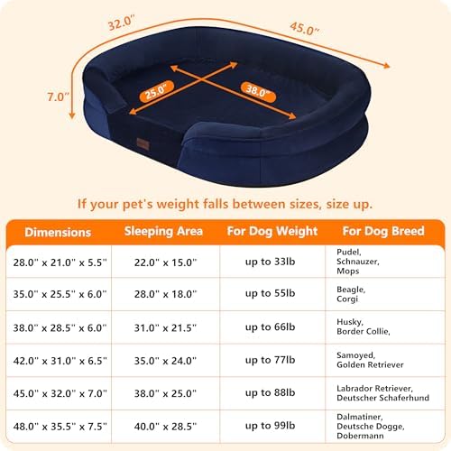 Dwanton Orthopedic Waterproof X-Large Dog Bed Sofa, Gel Memory Foam, 45" - Image 4