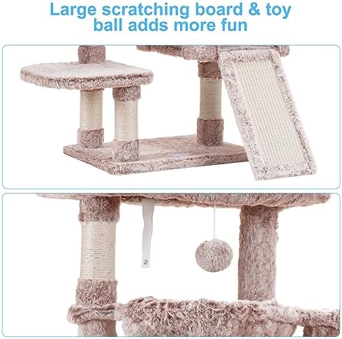 Hey-brother Cat Tree Tower with Large Bed, Hammocks, Scratcher, MPJ006SMU - Image 7