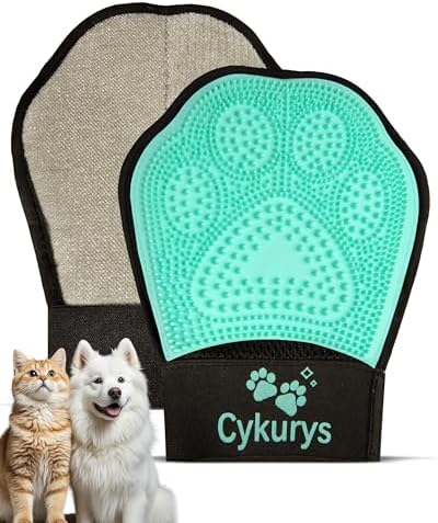 Pet Hair Removal Glove for Dogs & Cats, Double-Sided Grooming Glove by Cykurys