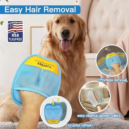 TUGFREE Pet Hair Removal Glove for Dogs & Cats, Electrostatic Magic Brush Grooming & Washable Fur Remover Mitt for Furniture Couch Carpet Clothes Car Seats, 60% More Efficient Pet Hair Remover - Image 3
