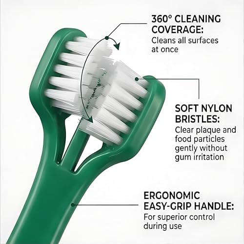 Triple Headed Dog Toothbrush with Soft Bristles for Pet Oral Care ﻿ - Image 2