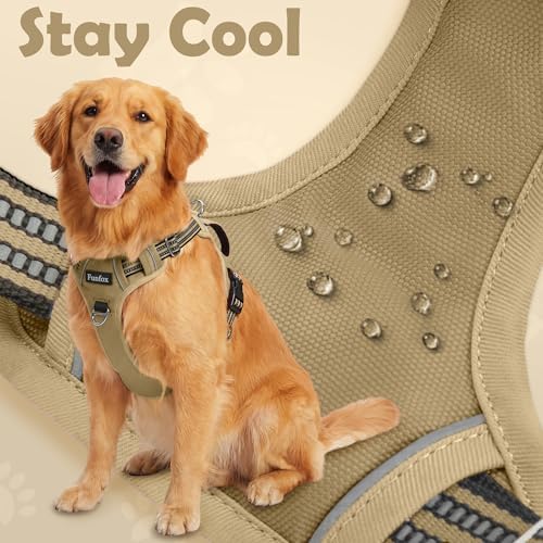 Funfox Dog Harness No Pull, Adjustable Pet Vest Harness, Super Soft Material with Vertical Handle Easy Control, Reflective Night Walking, 2 Leash Clips for Medium Sized Dogs, Brown, M - Image 5
