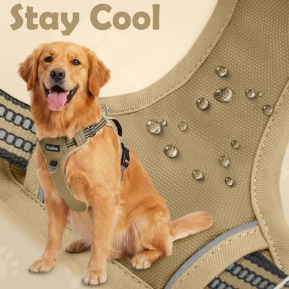 Funfox Dog Harness No Pull, Adjustable Pet Vest Harness, Super Soft Material with Vertical Handle Easy Control, Reflective Night Walking, 2 Leash Clips for Medium Sized Dogs, Brown, M - Image 5