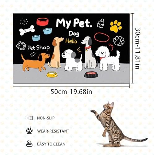 HOMETITUTE Dog Feeding Mat Dog Bone Paw Bowl Placemat 20 x 12 Inch - Image 4