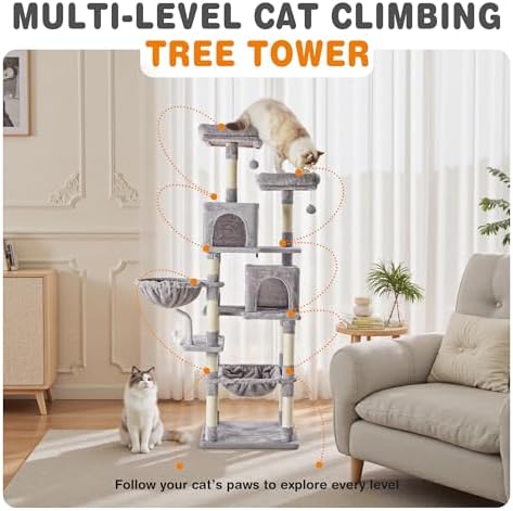 71 Inch Large Cat Tree Tower with Sisal Scratching Post - Image 5