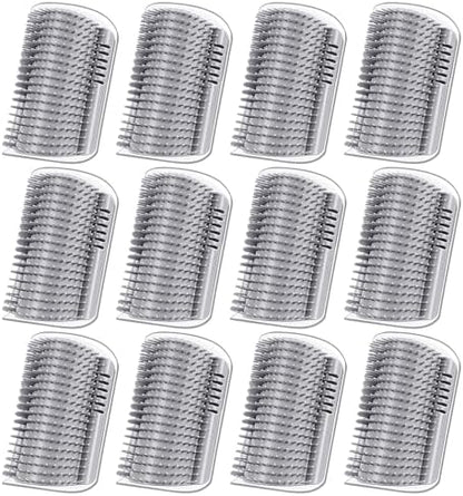 12 Pack Cat Self Groomer – Wall Corner Grooming Brushes for Cats and Small Pets – Soft Silicone Massage Brush for Shedding Control and Face Rubbing (Grey) by MAQUITA
