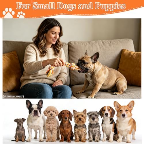ASOCEA 5 Pack Cotton Rope Toys for Puppy Teething Small Dogs Orange - Image 6