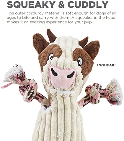 Outward Hound by Charming Pet Ranch Roperz Cow Plush Squeaky Dog Toy - Image 7