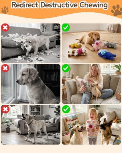 BoYoYo 5 Pack Plush Squeaky Dog Toys for Small Dog,Stuffed Animal Puppy Toy - Image 4