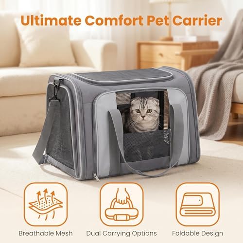 Cat Carrier Soft Sided Pet Travel Bag, Oxford Cloth Lightweight Carrier for Cat Up to 20 Pounds, Portable Handbag & Crossbody Cat Carrier for Outdoor Use - Image 6