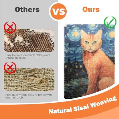 3-in-1 Sisal Cat Scratch Mat on Floor & Wall Mounted 23.6x15.7'' - Image 3