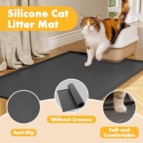 Pieviev Silicone Cat Litter Mat, Traps Litter & Easy to Clean, 34'' x 22'' - Image 4