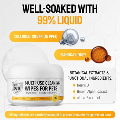 SILVER GRADE Deodorizing Multi-Use Cleaning Wipes for Pets, 100 pcs - Image 3