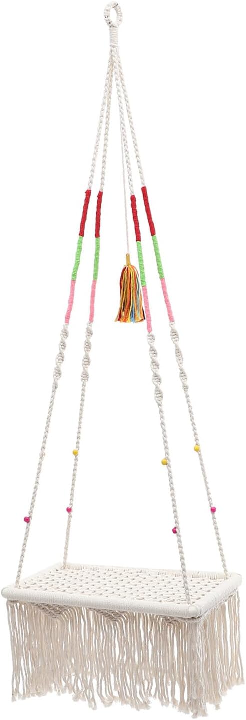 Decorative Cat Hanging Bed Macrame Kitten Hammock Cotton Rope Tassel Swing for Indoor Pet Cats and Kittens