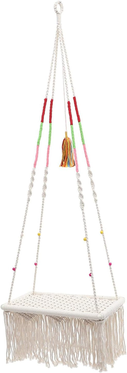 Decorative Cat Hanging Bed Macrame Kitten Hammock Cotton Rope Tassel Swing for Indoor Pet Cats and Kittens