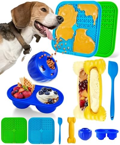 6 Value Pack Enrichment Toys for Dogs Lick Mat, Frozen Bone Power Chew & Frozen Dog Puzzle Toy, Treat Dispensing Slow Feeder Dog Enrichment Toys to Keep Them Busy for Stimulating & Cognitive Toys by Unknown