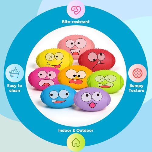 1.5” Squeaky Soft Rubber Football Dog Toy, Bouncy Chew Ball for Tiny Mini Small Breed Puppies (X-Small) - Image 6