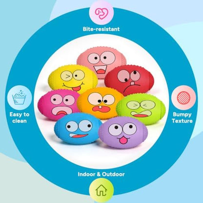 1.5” Squeaky Soft Rubber Football Dog Toy, Bouncy Chew Ball for Tiny Mini Small Breed Puppies (X-Small) - Image 6