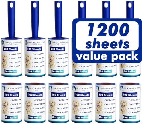 1200 Sheets Lint Roller with 6 Upgraded Handles (6 Rollers + 6 Refill), Mage Value Set Sticky Lint Rollers for Pet Hair, Portable Pet Hair Remover for Clothes, Furniture, Carpet, Dog and Cat by NewEnglandStories