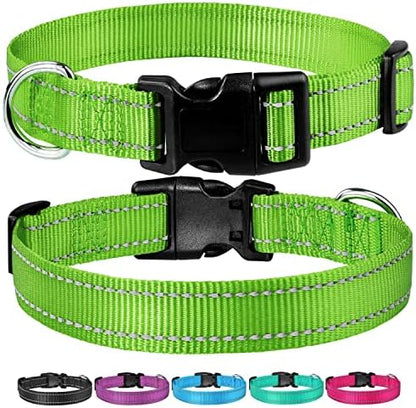 Reflective Dog Collar, Puppy Collar with Buckle Adjustable, Grass Green M - Image 6