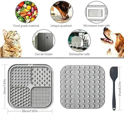 Licking Mat for Dogs & Cats with Suction Cups, 1 Pack Square Dog Slow Feeder Lick Pat for Anxiety Relief & Boredom, Dog Toys to Keep Them Busy, Pets Bathing Training Grooming Mat 7.8*7.8 inches - Image 2