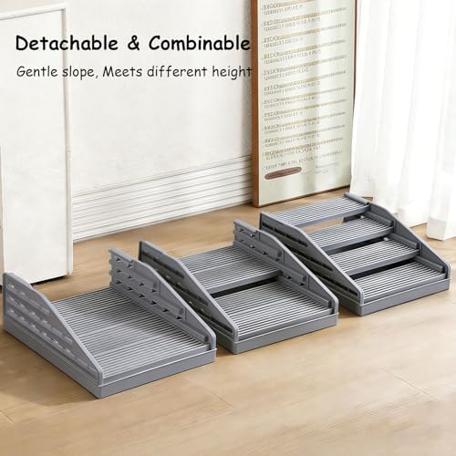Litter Box Step Cat Ramp Litter Catcher for Cat Litter Boxes Height Adjustable Litter Mat for Small and Senior Cats Washable Water-Proof - Grey - Image 2