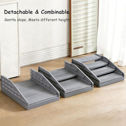 Litter Box Step Cat Ramp Litter Catcher for Cat Litter Boxes Height Adjustable Litter Mat for Small and Senior Cats Washable Water-Proof - Grey - Image 2