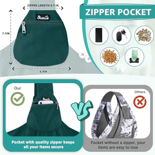 SlowTon Dog Carrier Sling - Thick Padded Shoulder Strap Adjustable, Green S - Image 3