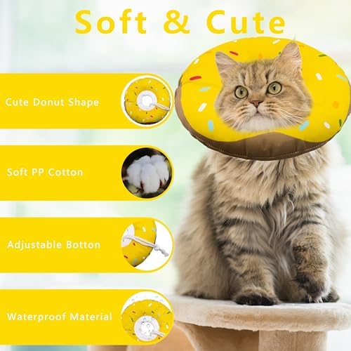 Seyezo Cat Cone Collar, Adjustable Cat Recovery Cone Waterproof Yellow - Image 3