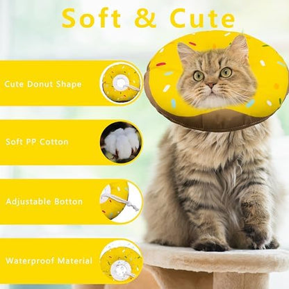 Seyezo Cat Cone Collar, Adjustable Cat Recovery Cone Waterproof Yellow - Image 3