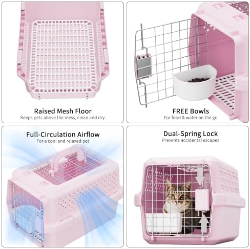 RIZZARI Airline Pet Carrier: Hard-Sided Small Cat & Dog Crate with Bowl - Image 6