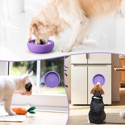 Dog Lick Bowl, Bestalk Anxiety Relief Lick Mat for Dogs, Non-Slip Freeze Licking Bowl Enrichment Puzzle Feeder for Distraction, BPA Free Silicone, Dishwasher Safe(Purple,S) - Image 5