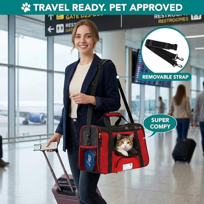 PetAmi Airline Approved Pet Carrier for Cats & Small Dogs, Large, Red - Image 5