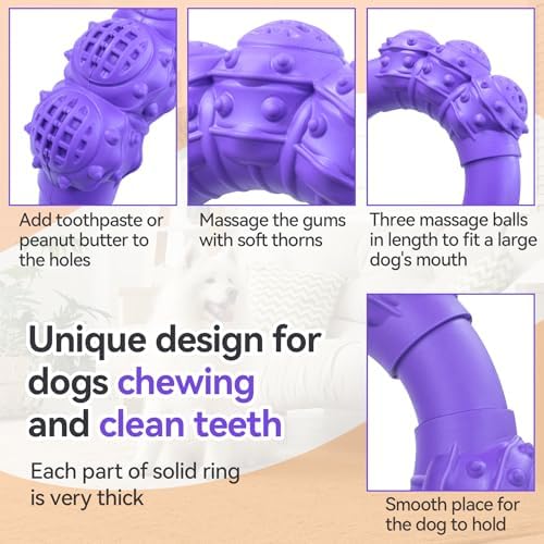 Indestructible Dog Chew Toys for Aggressive Chewers, Super Chewer Toys for Medium Large Dogs, Interactive Ring Toy, Heavy Duty Teething Toys - Image 4
