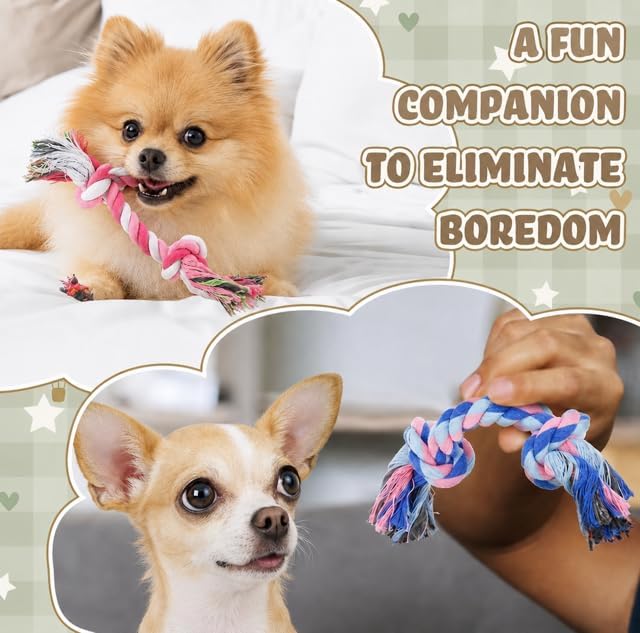 Mini Chew Rope Pack for Small Dogs – 4 Pack Puppy Rope Toys for Chihuahua, Pomeranian & Small Breeds – Tiny Paws Teething & Dental Chew Toys (Pink) - Image 4