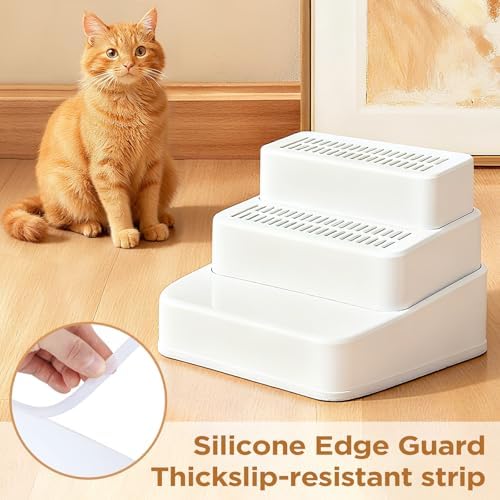 Adjustable 3 Step Litter Box Step, Cat Litter Box Ramp/Catcher White - Image 6