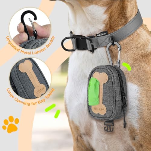 Dog Poop Bag Holder for All Leashes,Hand Free Doggie Waste Bag Dispenser-hook & loop/Carabiner,Dog Poop Bag Dispenser for Leash,Wide Opening,Leash Attachment for Dogs Walking,Poop Bags EXCLUDED,Gray - Image 6